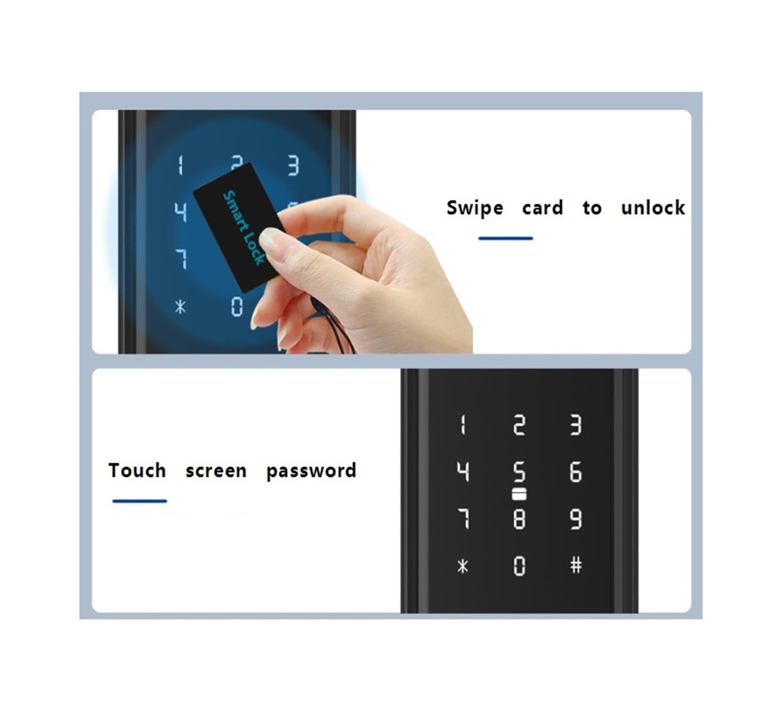 smart lock Touch Smart Lock con maniglia Serratura elettronica biometrica con impronta digitale for porte anteriori Facile da installare elettrica(Silver)