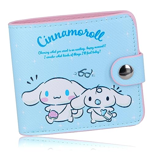 Image of Roffatide Cartoon Cinnamoroll Wallets Women Faux Leather Bi-fold Travel Wallet Coin Pouch Wallets Slim Single Fold Wallet