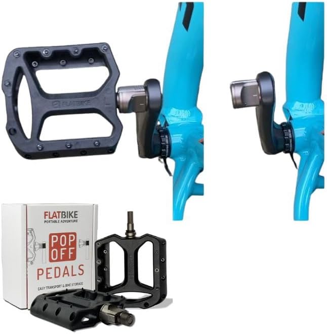Quick-Release Bike Pedals for Mountain Bikes and E-Bikes | Space-Saving, Destruction Tested, Removable Pop-Off Pedals, Compatible with All Bikes (4" x 4")