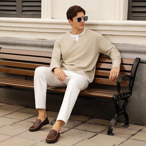Image of Go Tour Men's Premium Genuine Leather Casual Slip on Loafers Breathable Driving Shoes Fashion Slipper