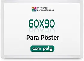 Moldura 60x90 cm para Poster Mapa Arte Painel Decoração com Proteção Petg (Branco)