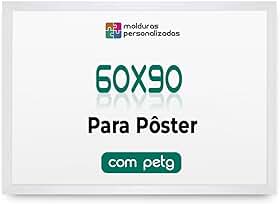 Moldura 60x90 cm para Poster Mapa Arte Painel Decoração com Proteção Petg (Branco)