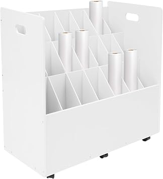 Blue Print Storage Organizer, 21 Slots Blueprint Storage Cabinet for Roll File, Construction Plan, Architectural Drawings, Office. (White)