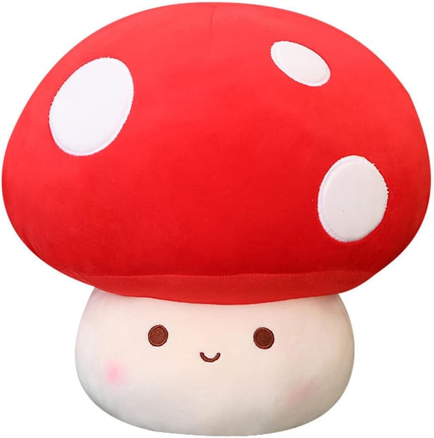 Cute Simulation Mushroom Plush Pillow Soft Sleeping Hugging Plush Cushion Stuffed Sofa Bedding Throw Pillows (30cm/11.8", White)