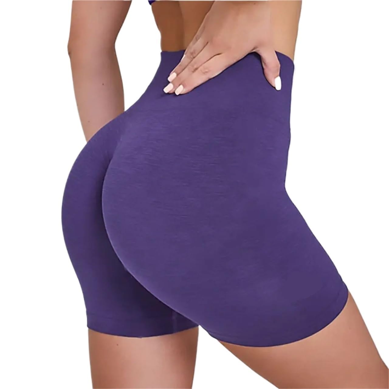 Short De Yoga Taille Haute Short de Sport Taille Haute for Le Yoga, Le Fitness et la Course à Pied(Purple,L)