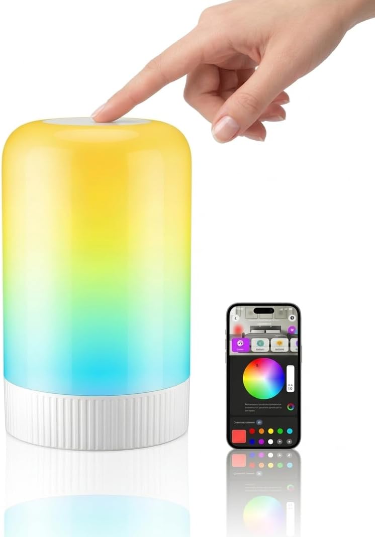 OIYN RGBICWW Smart Table Lamp with App Control, Touch Bedside LED Lamp, 33 Scene Modes & 16M Colors, Music Sync Dimmable Color Changing Nightstand Lamp for Bedroom, Living Room, Gaming Room