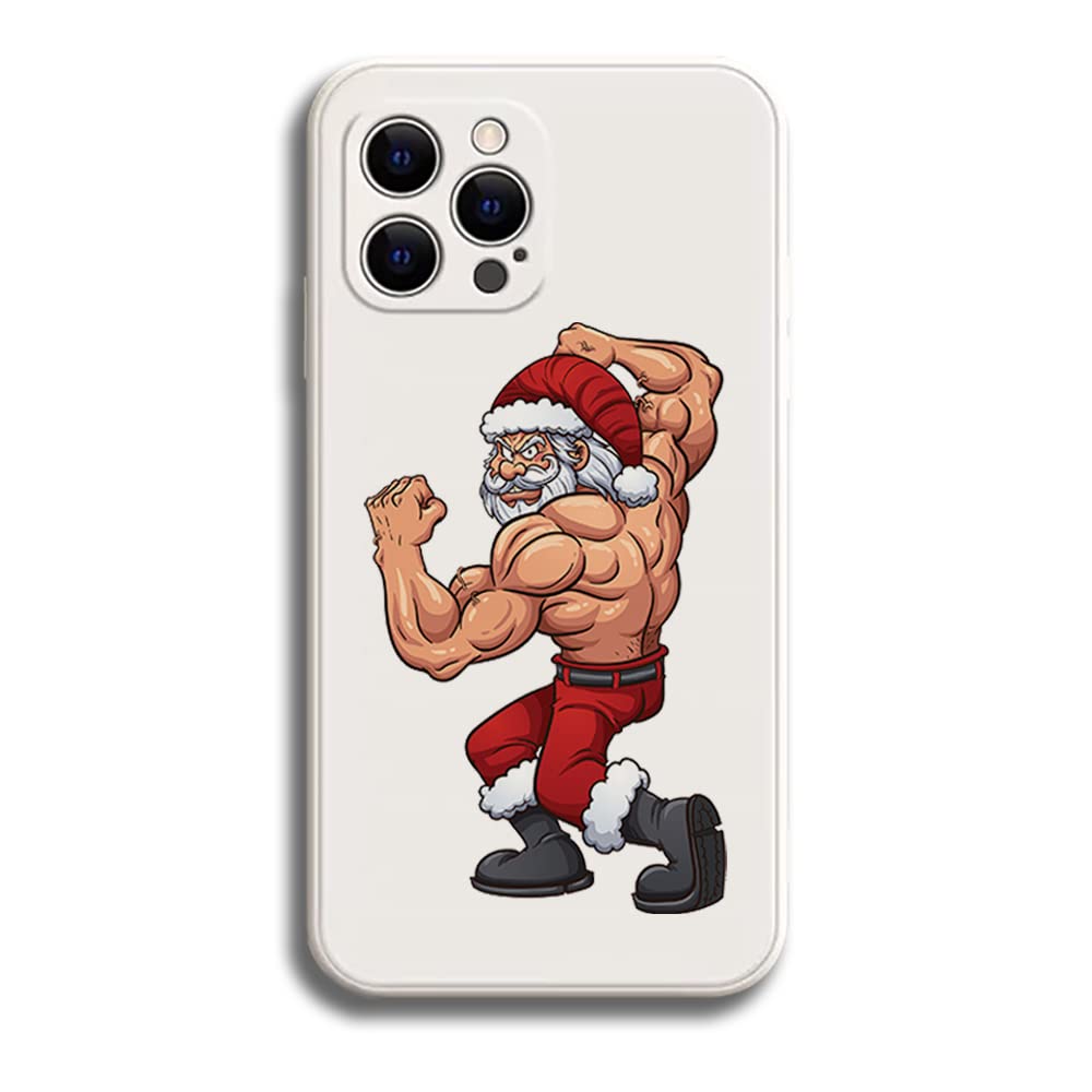 Compatible with iPhone 13 Pro Max Case,Strong Muscle Man Santa Claus Funny Christmas Cases for Men Women Teens,Pattern Design Shockproof Anti-Scratch Soft Silicone Case for Apple iPhone 13 Pro Max