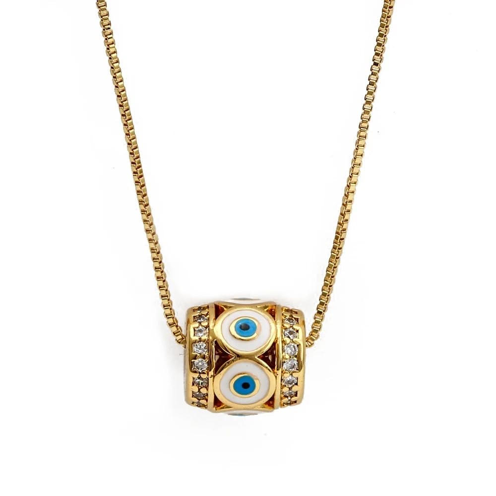 Collar con colgante de ojo malvado colorido de la suerte turca con aceite de goteo relleno de oro de 14 quilates para hombres y mujeres delicado