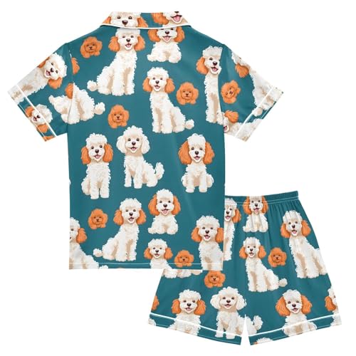Funny Poodle Dog Pajamas Set Summer Button Down Sleepwear Pjs Sets Comfy Loungewear2