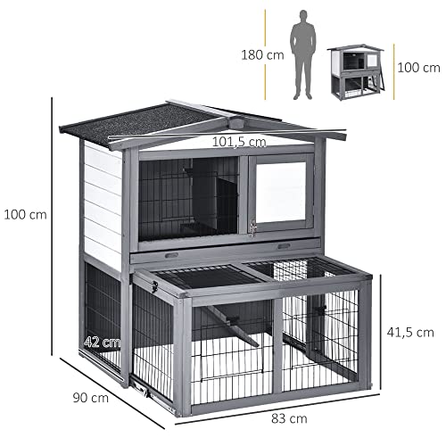 PawHut Kleintierstall Stall mit Rampe Meerschweinchenstall Freilaufgehege Kleintiergehege außen Winterfest mit… – Bild 4