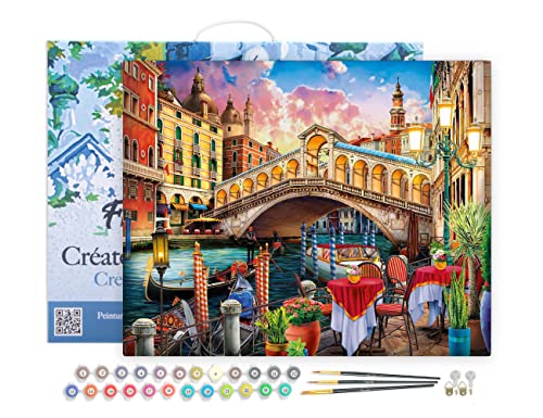 Figured'Art Peinture par Numéro Adulte avec Cadre Pont du rialto - Activité Manuelle Kit de Loisir Créatif DIY Numéro d'Art Complet - 40x50cm toile tendue sur châssis