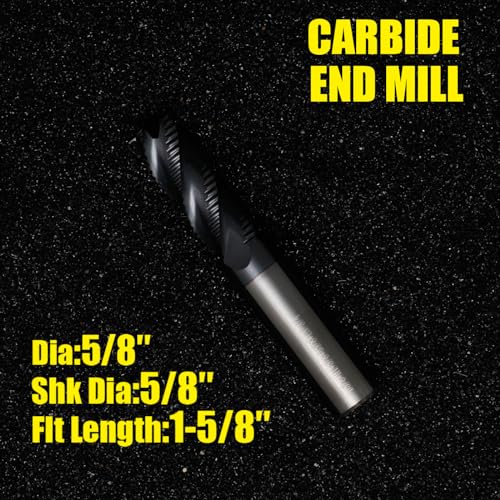 Image of Roughing End Mill JESTUOUS Carbide Square Nose 4 Flute Fine Tooth Bit 5 /8 inch Shank Dia. 1-5 /8 inch Flute Length for Milling Metal Steels,1 Piece