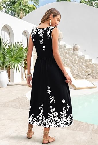 Image of WNEEDU Women's Summer Maxi Dress Casual Sleeveless Sundress