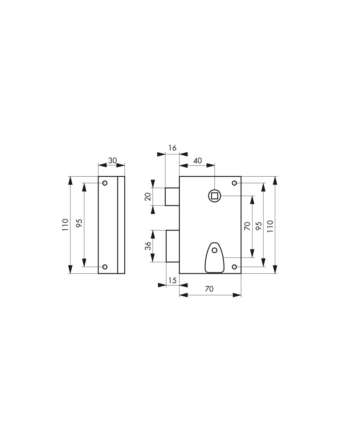 THIRARD - Serrure Verticale en Applique à Clé à Fouillot pour Porte Intérieure - Carré 7 mm - Axe 40 mm - Dimensions 110 x 70 mm - Finition Noir - 1 Clé Fournie - Sécurité Renforcée