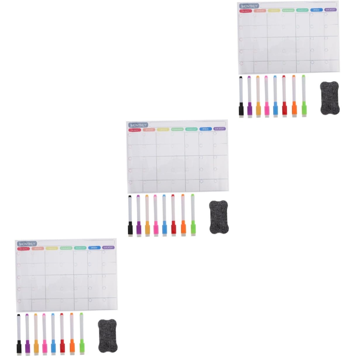 STOBOK 3sätze Magnetischer Abwischbarer Kühlschrankkalender Monats Und Wochenplaner Mit Magnetischer Rückseite Für Organisation Fitness Und Essensplanung