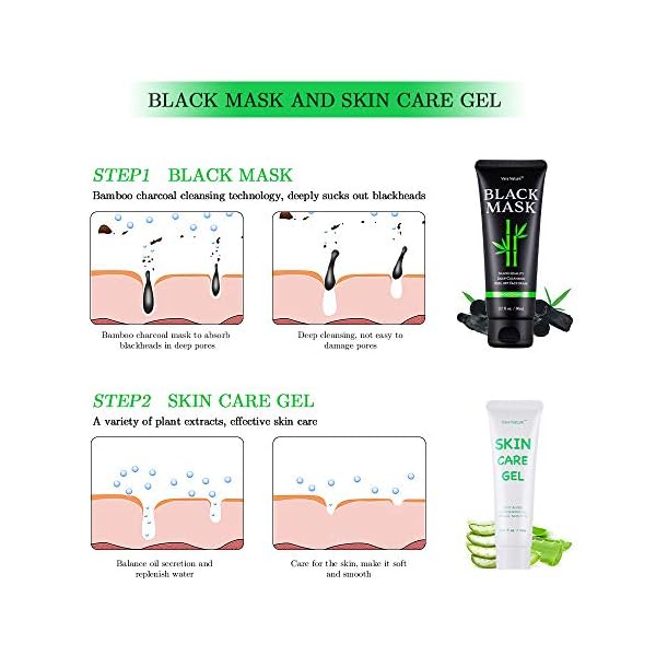 Blackhead-Remover-Mask-4-in-1-Charcoal-Peel-Off-Face-Mask-Skin-Care-Gel-Extractor-Tools-Silicone-Brush-Deep-Cleansing-Peel-Mask-Blackhead-Mask-Kit-Vara-Nature Vara Nature Blackhead Remover Mask 4-in-1 | Charcoal Peel Off Face Mask & Skin Care Gel & Extractor Tools & Silicone Brush | Deep Cleansing Peel Mask | Blackhead Mask Kit