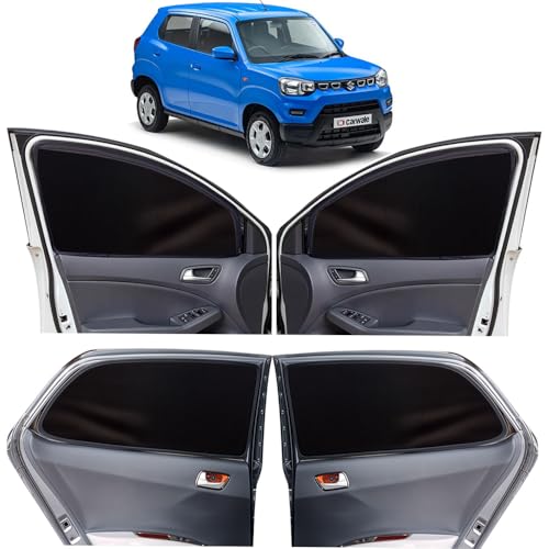 Image of OTO2EYE Car Sun Shade Compatible for Maruti Suzuki Vitara Brezza Model 2016 to 2019, Z-Black Super Magnetic Grip, Front Window Zipper, Side Window Curtains, 4 Pieces Set