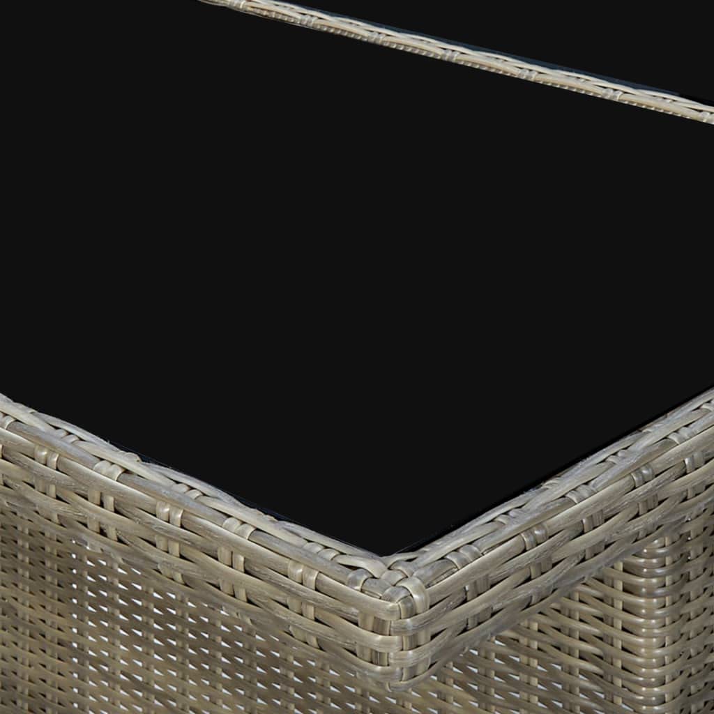 Mesa de jardín de poliratán marrón con tablero de cristal templado, 200 x 100 x 74 cm, resistente a la intemperie, marco de acero pulverizado, mesa para terraza, balcón, salón, exterior