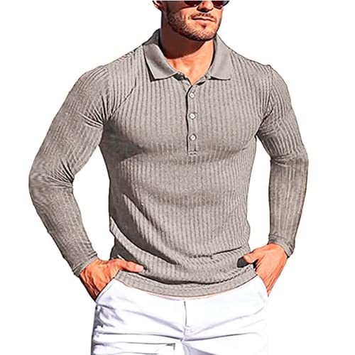 Polo casual para hombre, ajuste regular, manga larga, a la moda, lisos, polos de manga larga, camisa de moda, camisa polo de manga larga, camisa polo casual, camisa polo a rayas, cuello abatible,