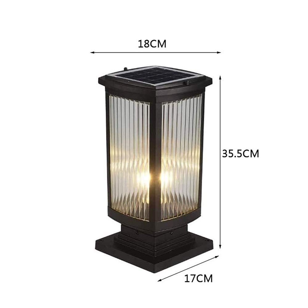 Farolas Solares para Exteriores, Farolas Solares para Patio, Jardín, Villa, Puerta, Poste, Ip54, Led, Solar, Bolardo, Valla Exterior, Villa, Jardín(35,5 Cm)
