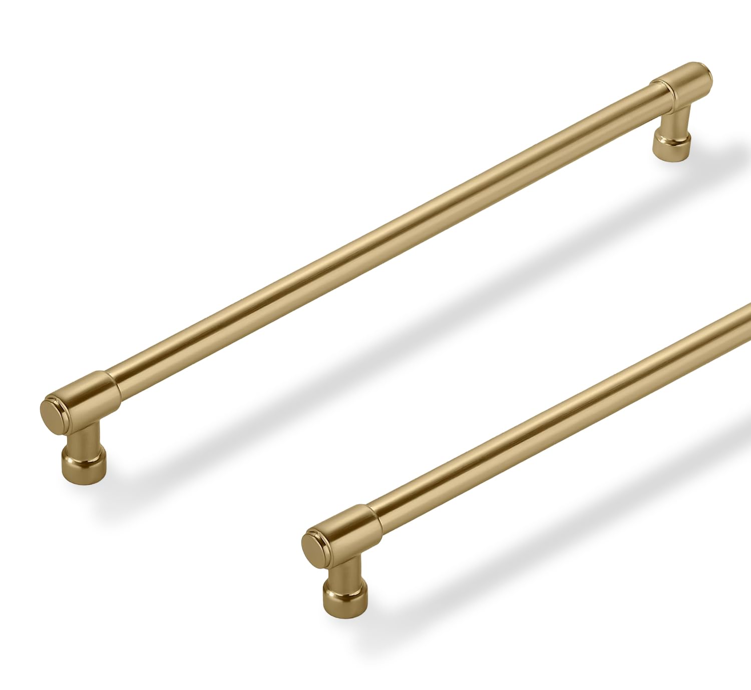 Jasper - Paquete de 10 tiradores dorados para gabinete, centro de agujero de 10 pulgadas, tiradores modernos para cajones de cocina, cajones de baño, tiradores de latón cepillado para puerta de