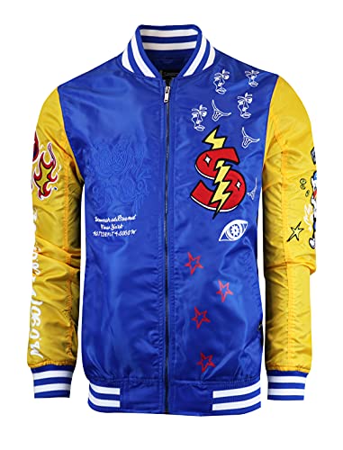 Image of SCREENSHOT Hip-Hop Urban NYC Fashion Bomber Jacket - Modern Outdoor Lightweight Streetwear Graffiti Print Zip Up Top