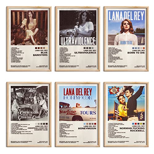 ManRule Lana Del Rey Posters Set of 6 Album Cover Posters 8 by 12 inch Music Posters for Room Aesthetic Canvas Wall Art for Teens Room Decor UNFRAMED (Lana Del Rey)