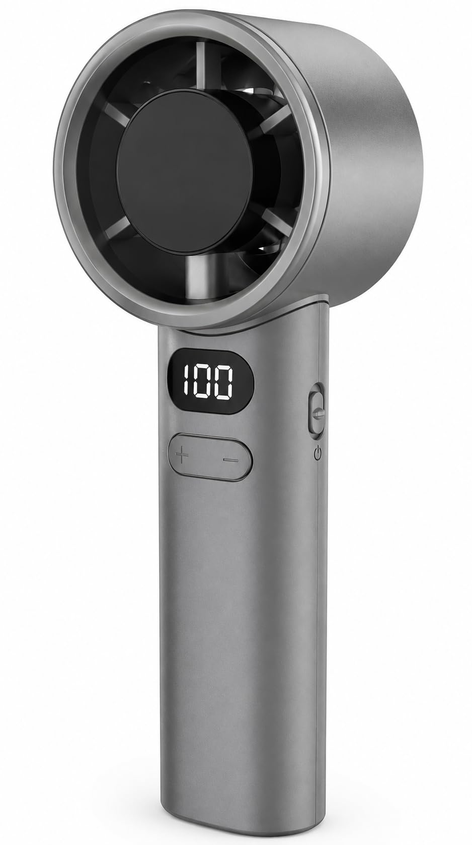 REYSOL Portable Rechargeable Handheld Fan | 199 Wind Speed Levels | 4000mAh Battery | 5-Blade Turbo Cooling|Digital LED Display|USB Type-C Charging|Mini Personal Fan for Travel,Office&Home (Gery)-image-5