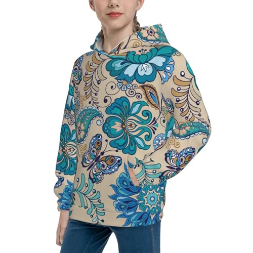 Vintage Floral Butterflies Kid Hoodies Boys Sweatshirts Girls Pullover with Pocket2