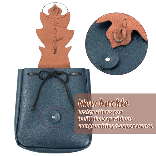 PROCOS Renaissance Belt Pouch Coins Purse Drawstring PU Leather Leaf Medieval Waist Bag for LARP Ren Faire Halloween3