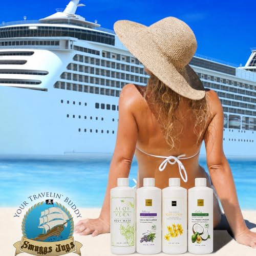 Image of Smuggs Jugs Cruise Essentials: Hidden Liquor Containers Smuggling Kit, Leakproof Rum Runners for Cruise, 4-17.3 oz Bottles Hidden Flasks for Liquor Disguise Fake Shampoo Bottles for Travel
