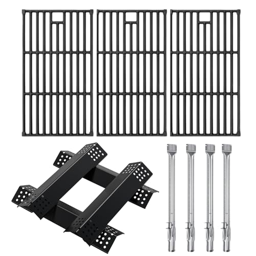 Image of Grill Parts Kit for Monument 4-Burner Grill Relacement Parts Accessories | 3 97888 Grates+4 Burners+4 Heat Plates, for Monument D405 /425 & 24367 /24633 /35633 /13892 Gas Grill, All-in-One Grill Parts Set