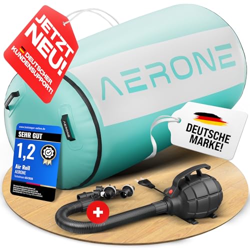 AERONE Air Roll Aufblasbare Turnrolle inkl. Pumpe & Tasche Größe wählen