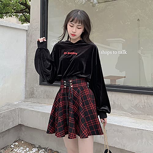 Women Girls Plaid A Line Short High Waist Y2K Punk Gothic Skirt Flare Pleated Mini Skater Tennis School Skirt4