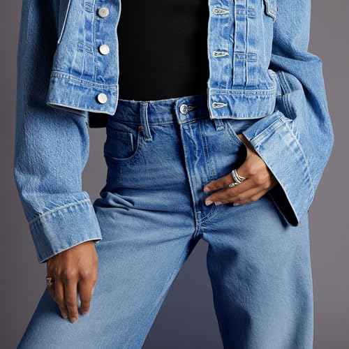 Women High Rise Loose Straight Jeans Wide Leg Pants4