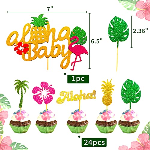 Jevenis Set Of 25 Aloha Baby Cake Topper Luau Baby Shower Decoration Aloha Baby Cake Decoration Luau Baby Shower Party Supplies #TOP6