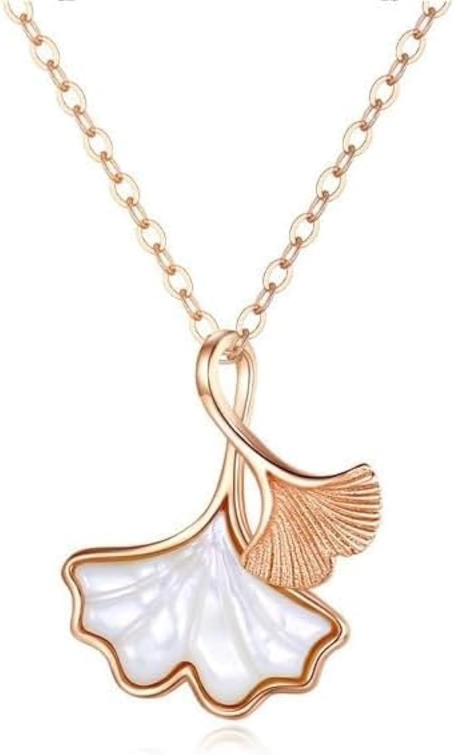J.Rosée Fashion Jewelry Mother of Pearl Shell Rose Gold Plated 925 Sterling Silver Pendant Necklace for Women Gift Packing JR-1041