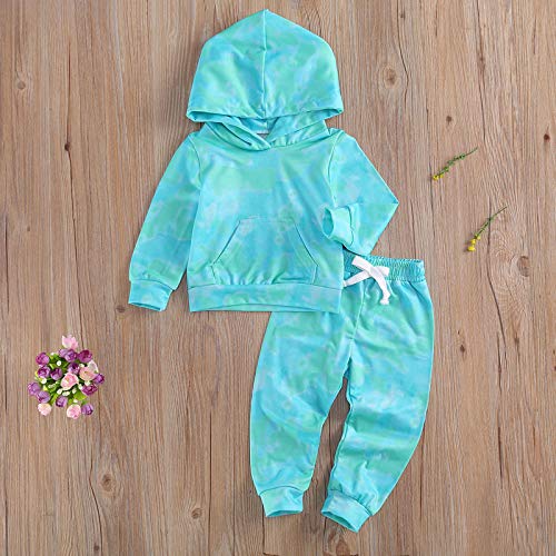 Girls Outfits&Set 12-18 Months Toddler Kids Baby Tie-Dyed Printed Hoodie Pullover Tops + Lacing Pants Sets