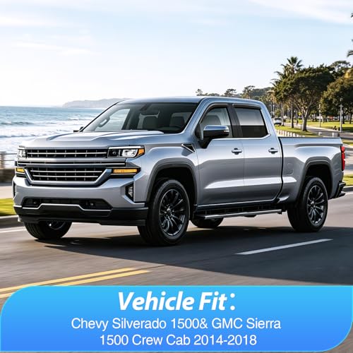Image of Nilight Tape-On Window Visors for Silverado Sierra Crew Cab 2014-2018, 4PCS | Smoke Rain Guards and Vent Shades for Chevy Silverado 1500 GMC Sierra 1500, Rain, Sun and Wind Protection