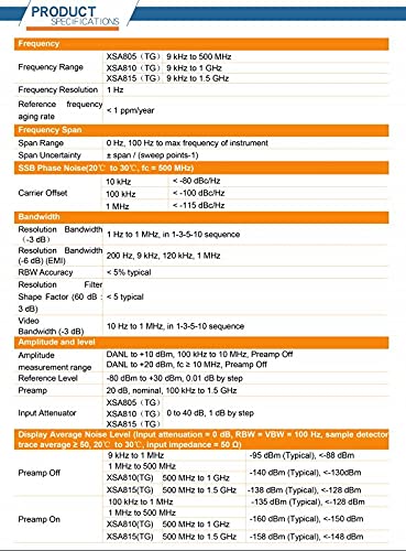 OWON XSA810-TG Front Panel Controls Diagram