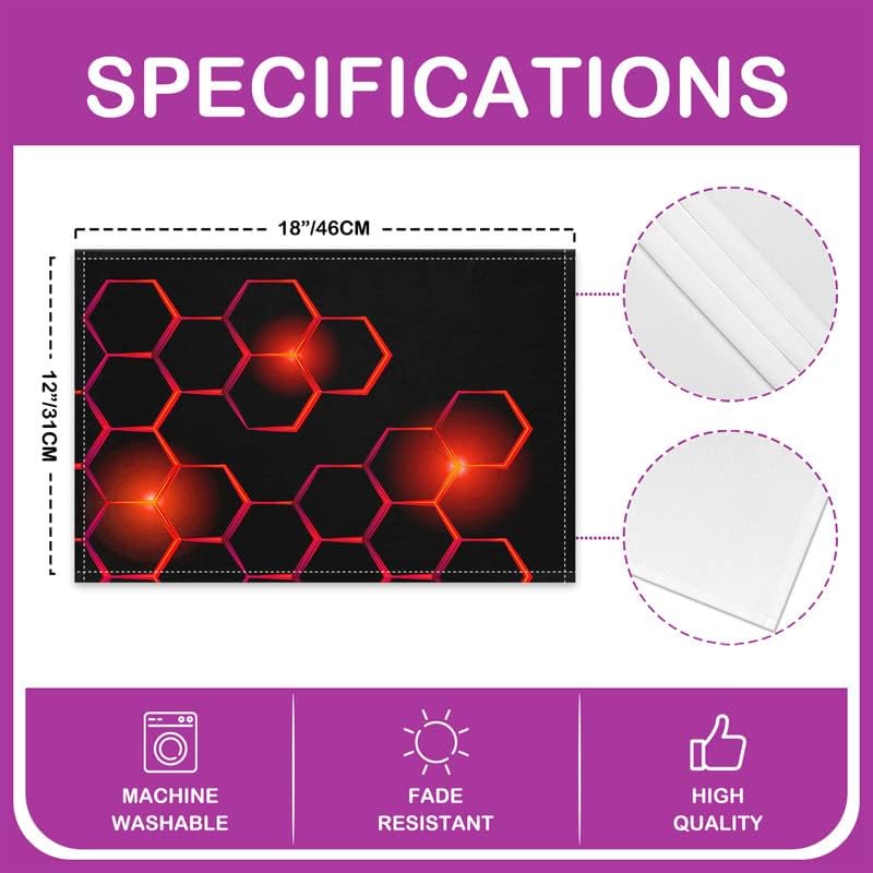 Miniatura 4 de Juego de 4 manteles individuales de panal de abejas para mesa de comedor, diseño geométrico moderno, juego de 4 manteles individuales geométricos