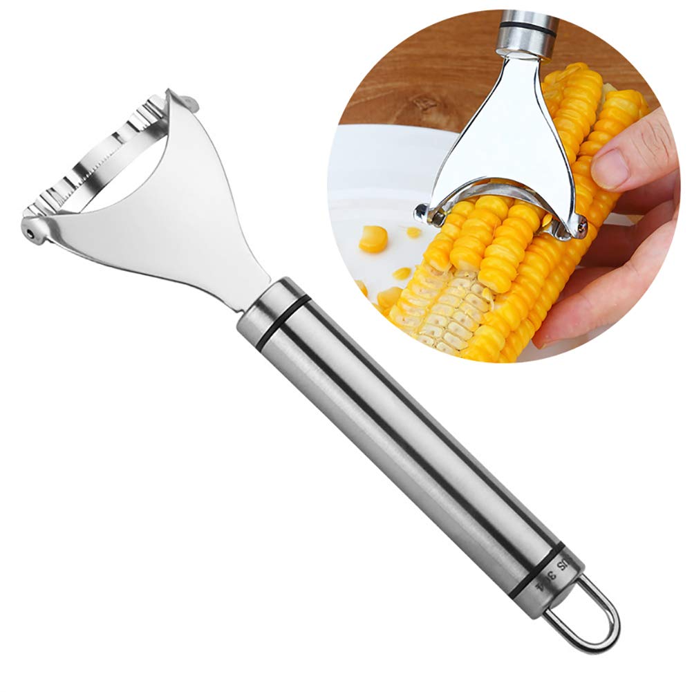 funie Stainless Steel Corn Slicer Peeler Thresher Cutter Kernel Remove Kitchen Tool Silver