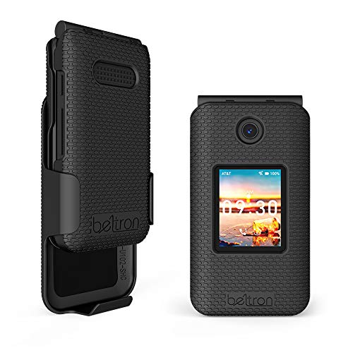 Case with Belt Clip for Cricket Debut Flip, AT&T Cingular Flip 4, Protective Snap On Cover with Rotating Belt Clip Holster Combo for Cricket Debut Flip (U102AC), AT&T Cingular Flip IV (U102AA) - Black