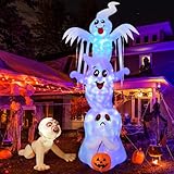 OOSH 9.8 FT High Halloween Inflatable Overlap Ghost + 4 FT Zombie Baby, Outdoor Decorations Blow Up Yard with Built-in LEDs for Garden Lawn Indoor Party Decor