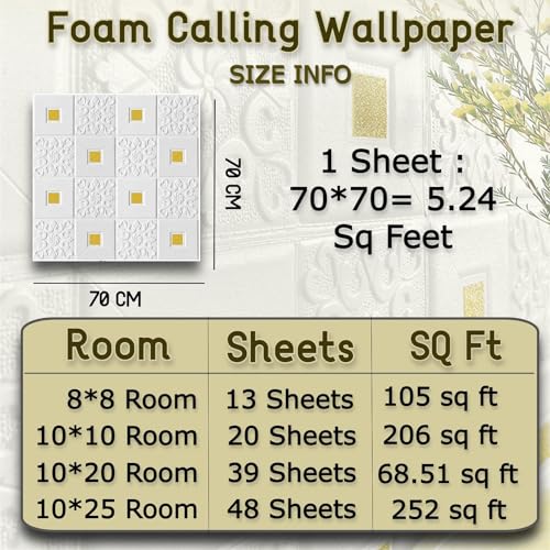 Image of Barebeauty 3D Wall Panel Wallpaper, Self Adhesive PE Foam Brick Sticker, Waterproof Wall Covering for Home Decor, 70 x 70 cm (Pack of 35, 184.45 Sq. Ft. Approx)