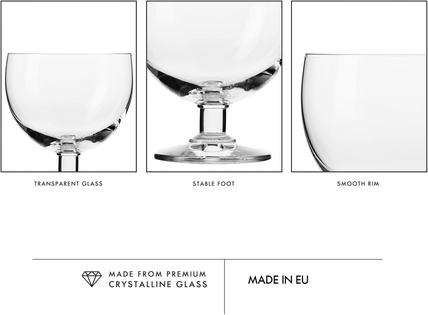 KROSNO Pucharki do Lodów, Deserów i Owoców Tasting, Zestaw 6 x 350 ml | Szkło Kryształowe Bezołowiowe, do musów, panna cotty, sorbetów, galaretek i słodkich przekąsek, zmywarka