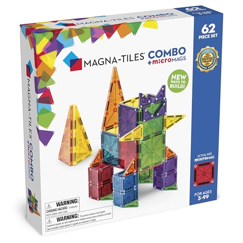 MAGNA-TILES Combo 62-Piece Magnetic Construction Set, The Origina...