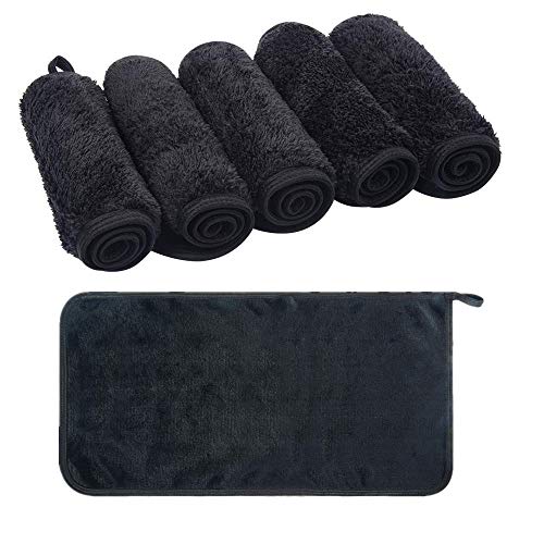 Makeup Remover Cloth,6 pieces 16 inch of reusable microfiber makeup remover cloth, makeup remover cloth suitable for all types of skin, black