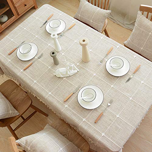 PhantasyIsland.com Nappe Barre de Couleur brodé Rectangle Tissu de Table à Manger Lavable Dîner Table, 130 * 130cm