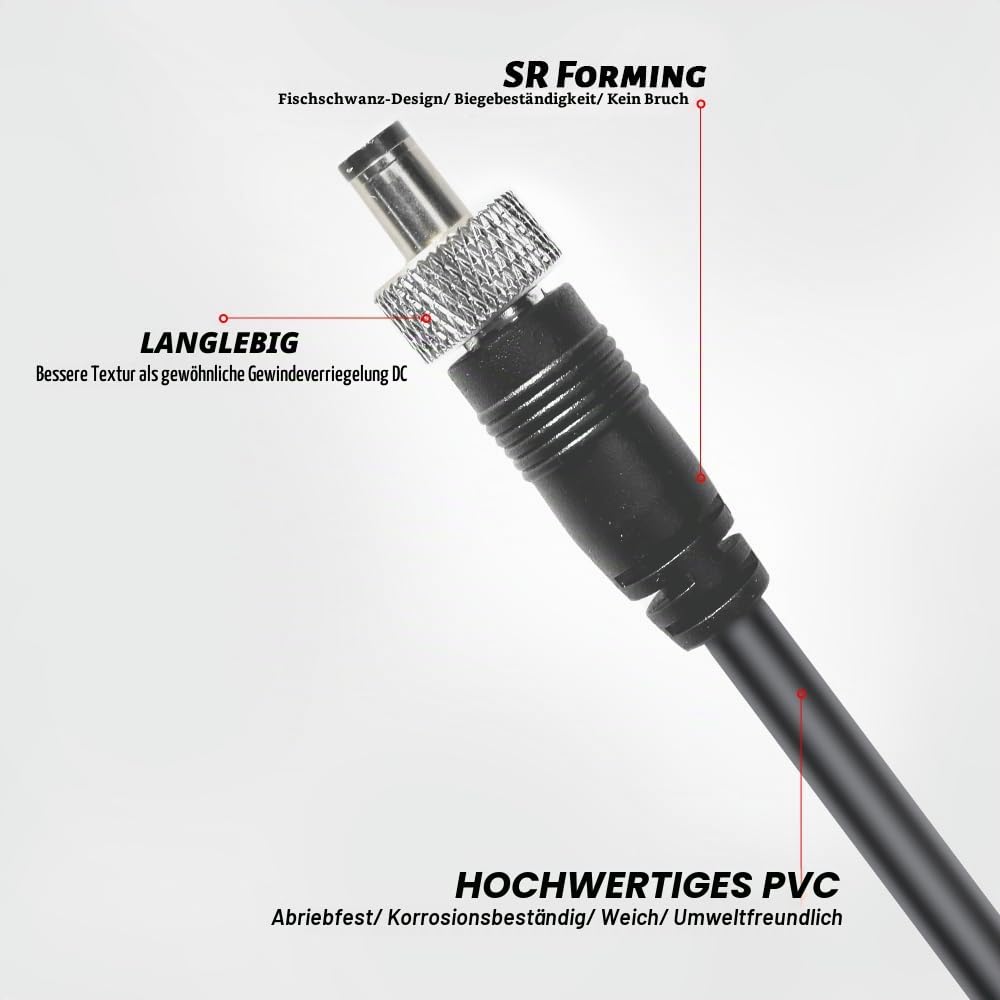 Alvin's Cables D-Tap auf DC 5.5 2.1 Locking Strom-Spiralkabel für Atomos Ninja V | Shogun, Hollyland Mars 400s Monitor, Blackmagic Video Assist 12G| Micro 4K G2